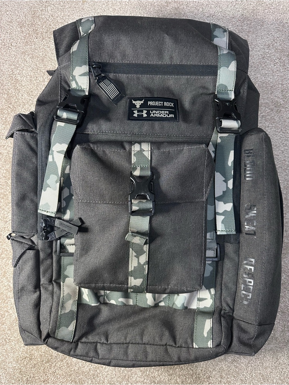 Under Armour Project Rock Men's Black with Gray Camo Accent Backpack